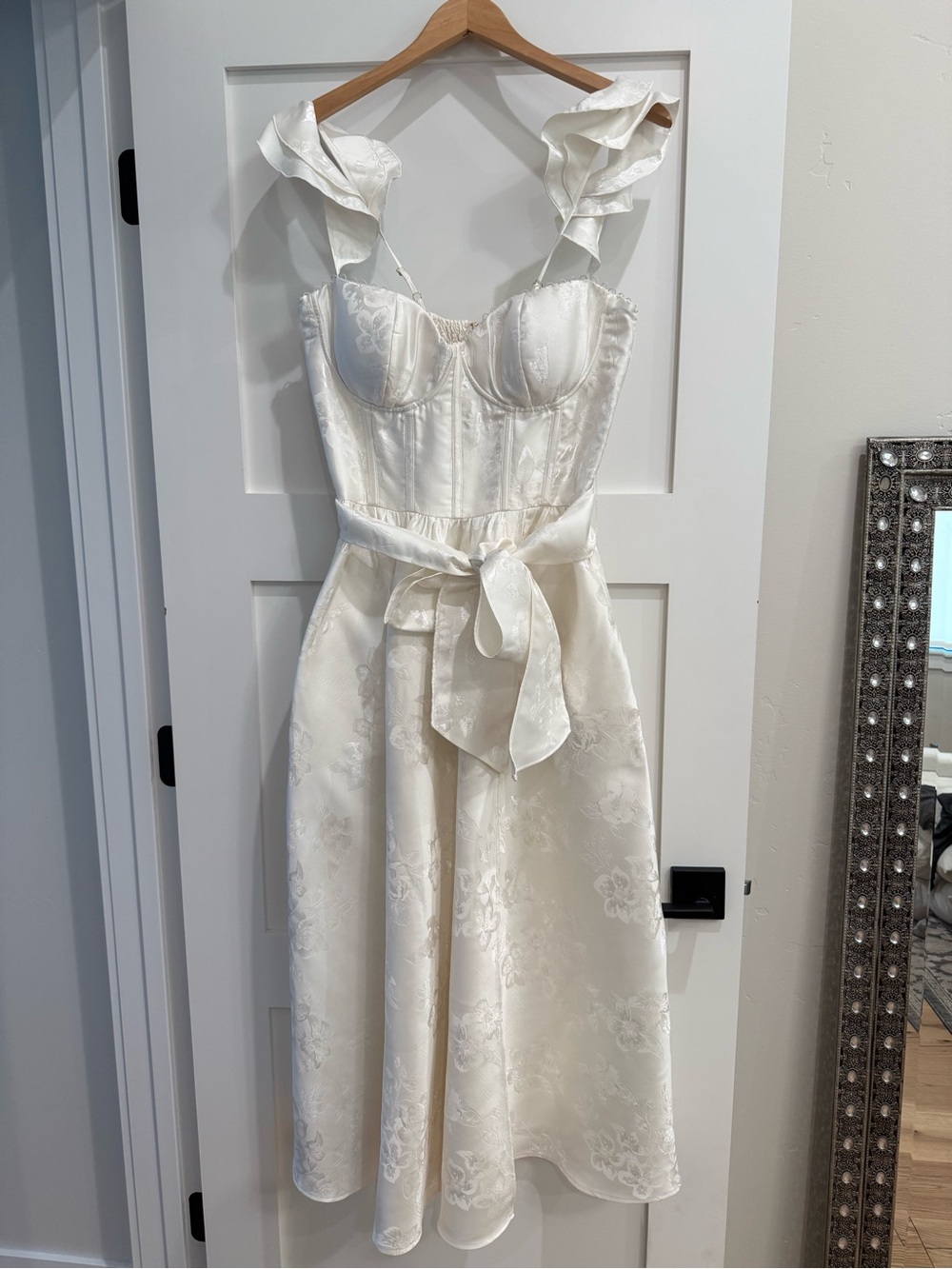 V. Chapman Vera Bustier Midi Dress in White Baroque Floral